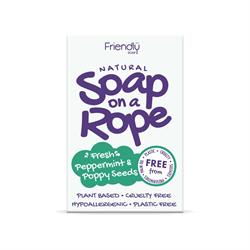 Friendly Soap Peppermint & Poppyseeds - Natural Soap On  A Rope 125g