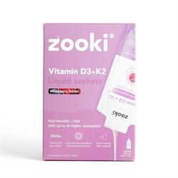 Zooki Liposomal Vitamin D3 + K2 3000iu Berry 14 Sachets Box