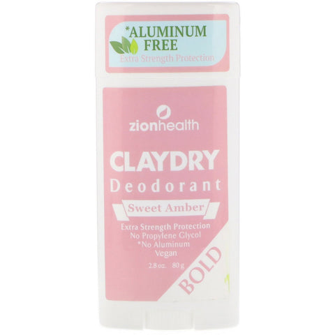 Zion Health, Bold, Clay Dry Deodorant, Sweet Amber, 2.8 oz (80 g)