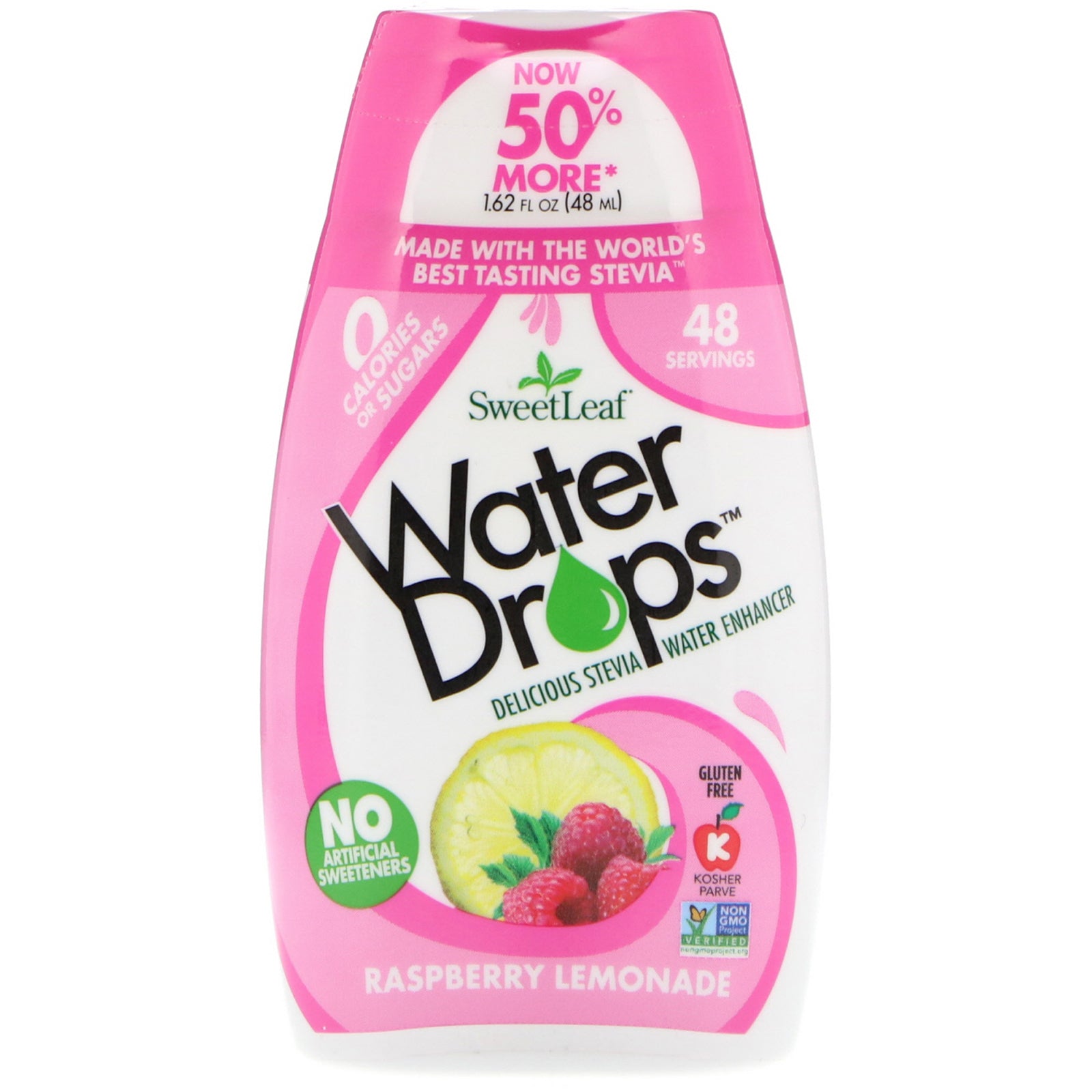 Wisdom Natural, SweetLeaf, Water Drops, Delicious Stevia Water Enhancer, Raspberry Lemonade, 1.62 fl oz (48 ml)