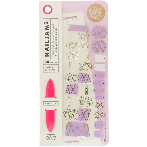 Vika Nailjam, Gel Nail Strips For Nails & Toenails, Stay Gold, 38 Strips