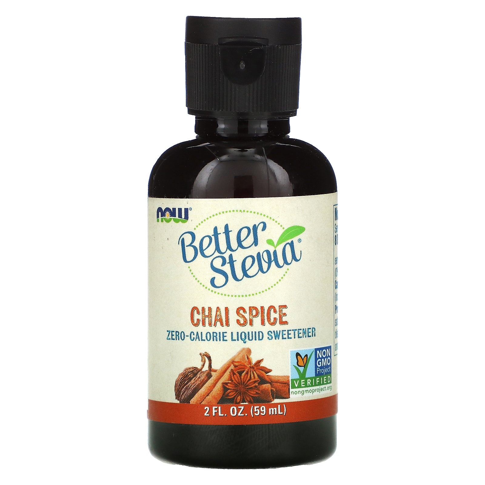 Now Foods, Better Stevia, Zero-Calorie Liquid Sweetener, Chai Spice, 2 fl oz (59 ml)