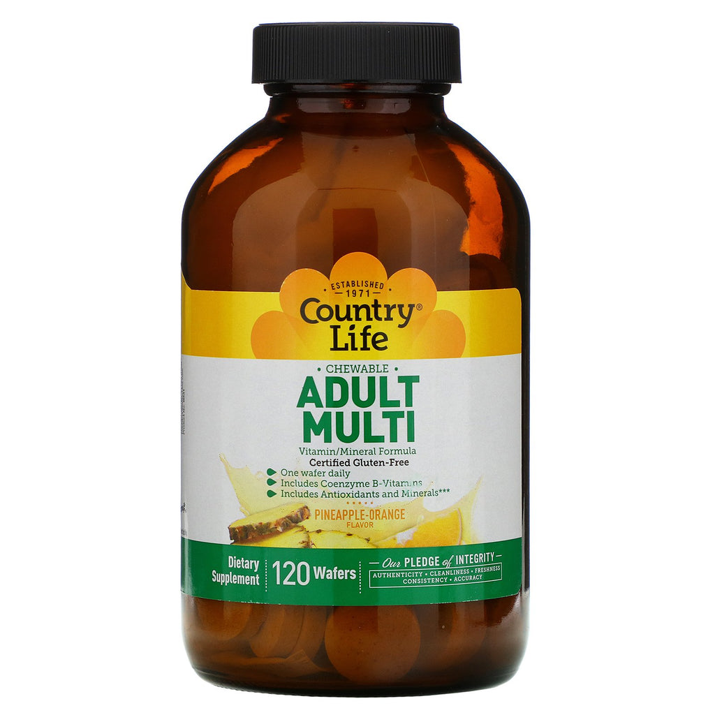 Country Life, Chewable Adult Multi, Pineapple-Orange, 120 Wafers