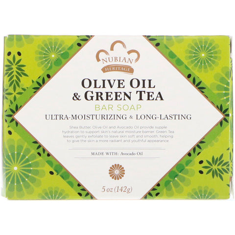 Nubian Heritage, Olive Oil & Green Tea Bar Soap, 5 oz (142 g)