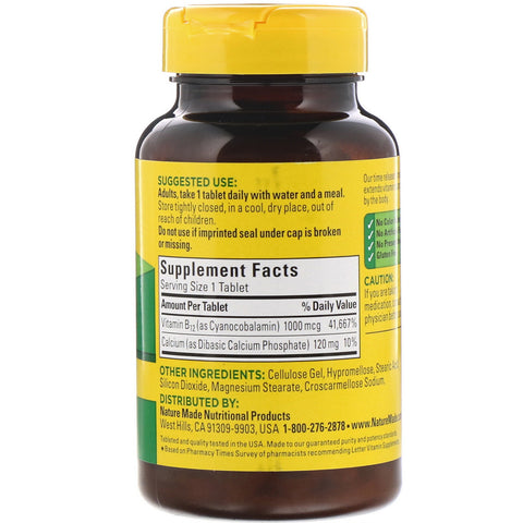 Nature Made, Vitamin B12, Time Release, 1.000 mcg, 160 tabletter