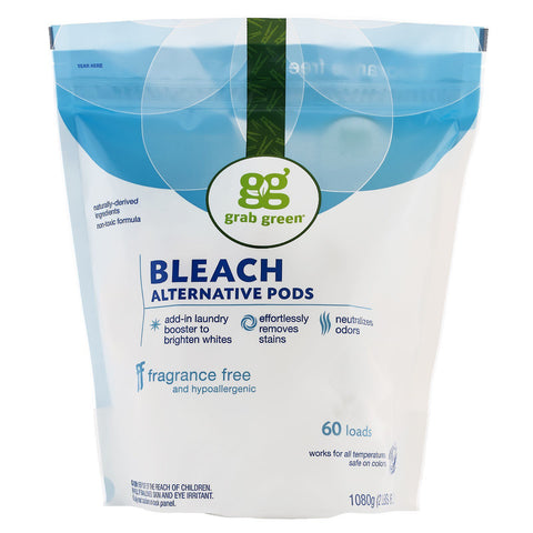 Grab Green, Bleach Alternative Pods, Fragrance Free, 60 Loads, 2 lbs 6 oz (1080 g)