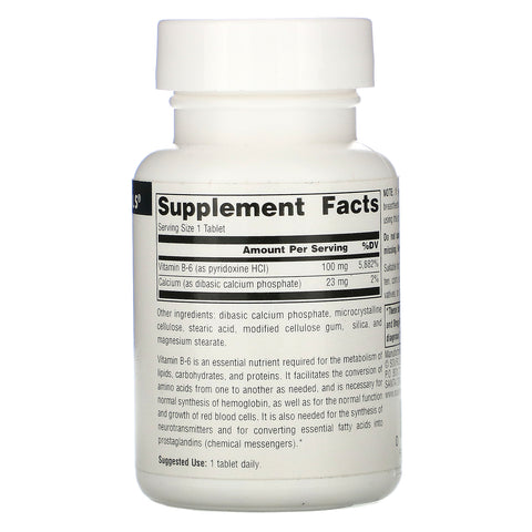 Source Naturals, B-6, 100 mg, 100 tabletter