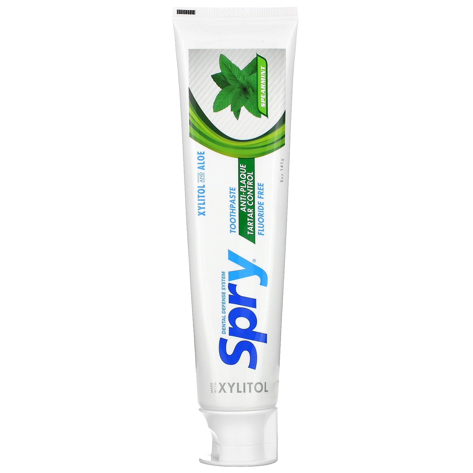 Xlear, Natural Spry Toothpaste, Anti-Plaque Tartar Control, Fluoride Free, Spearmint, 5 oz (141 g)