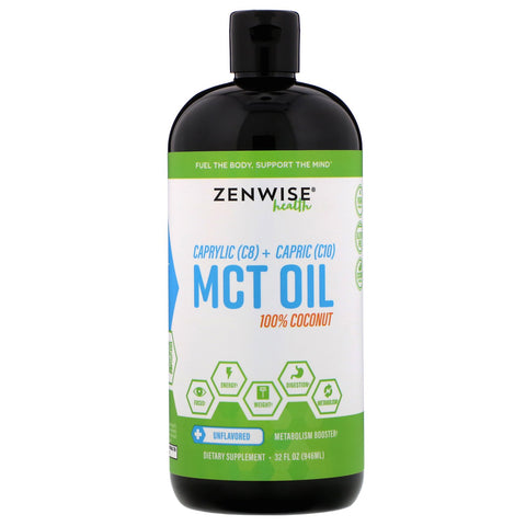 Zenwise Health, Caprylic (C8) + Capric (C10) MCT Oil, 100% Coconut, Unflavored, 32 fl oz (946 ml)