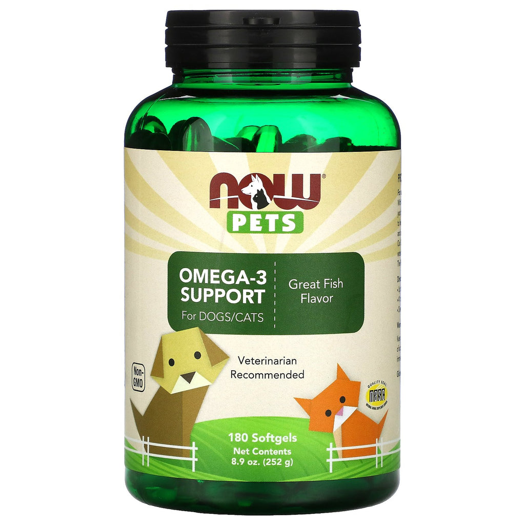 Now Foods, Pets, Omega-3 Support for Dogs/Cats, Great Fish Flavor, 180 Softgels