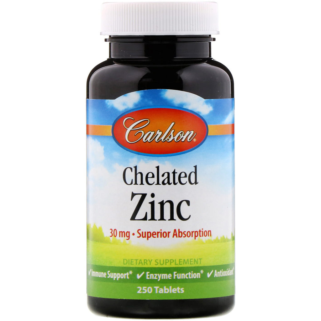 Carlson Labs, Chelated Zinc, 30 mg, 250 Tablets