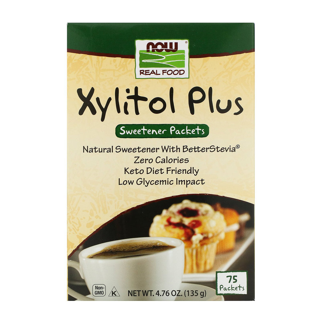 Now Foods, Real Food, Xylitol Plus, 75 Packets, 4.76 oz (135 g)