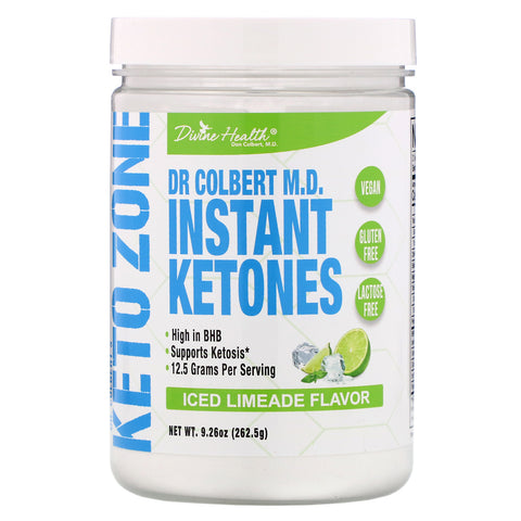Divine Health, Dr. Colbert&#39;s Keto Zone, Instant Ketones, Iced Limeade , 9.26 oz (262.5 g)