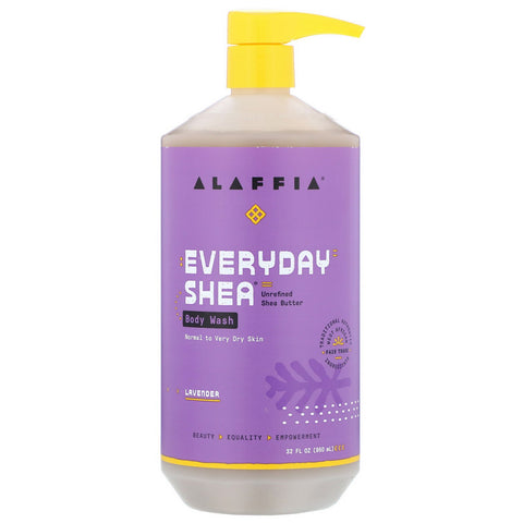Alaffia, Everyday Shea, Body Wash, Normal to Very Dry Skin, Lavender, 32 fl oz (950 ml)
