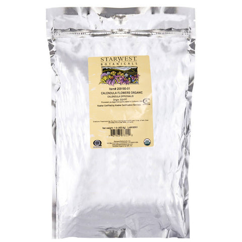 Starwest Botanicals, Calendula Flowers Whole, Organic , 1 lb (453.6 g)