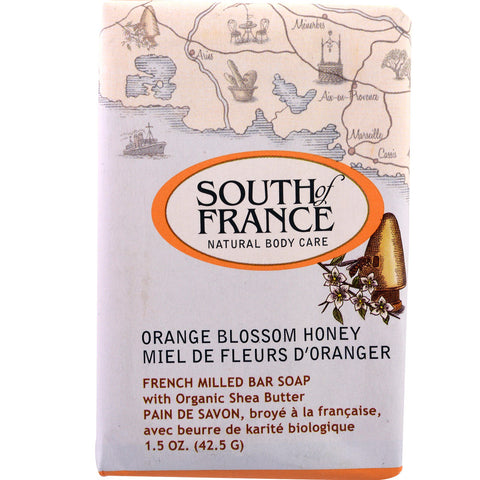 South of France, French Milled Bar Soap with Organic Shea Butter, Orange Blossom Honey, 1.5 oz (42.5 g)