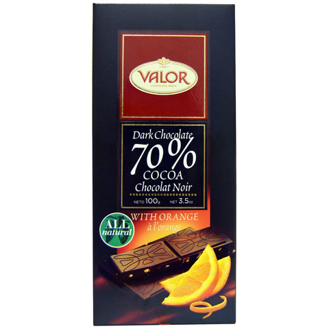Valor, Dark Chcocolate, 70% Cocoa, With Orange, 3.5 oz (100 g)
