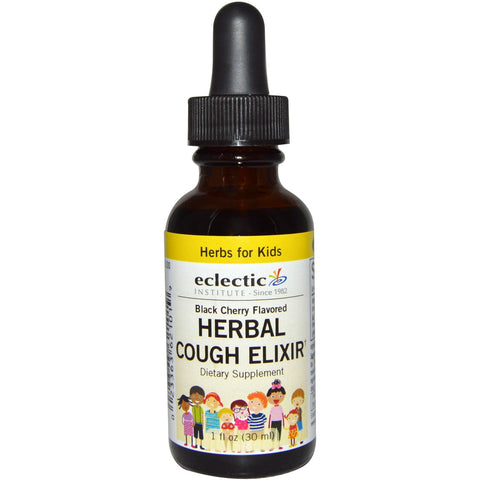 Eclectic Institute, Herbs For Kids, Herbal Cough Elixir, Black Cherry Flavored, 1 fl oz (30 ml)