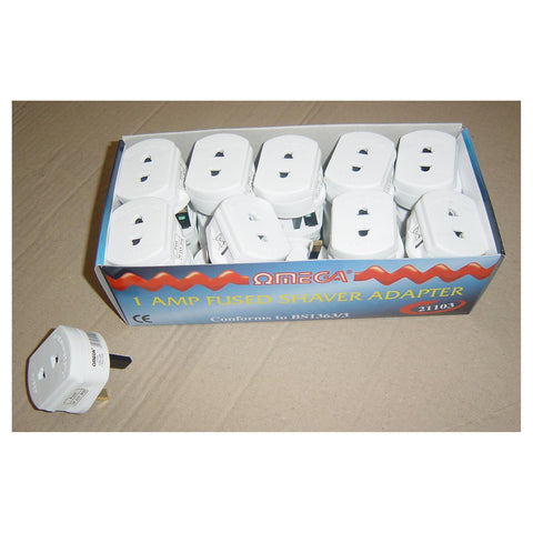 Omega 1-Amp Fuse Fitted Shaver Adaptor Omega