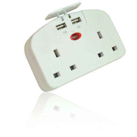 Omega Twin USB(2x2.1A)European Trvl dptr m/Twin Skt