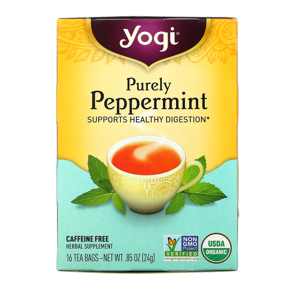 Yogi Tea, Purely Peppermint, Caffeine Free, 16 Tea Bags, .85 oz (24 g)