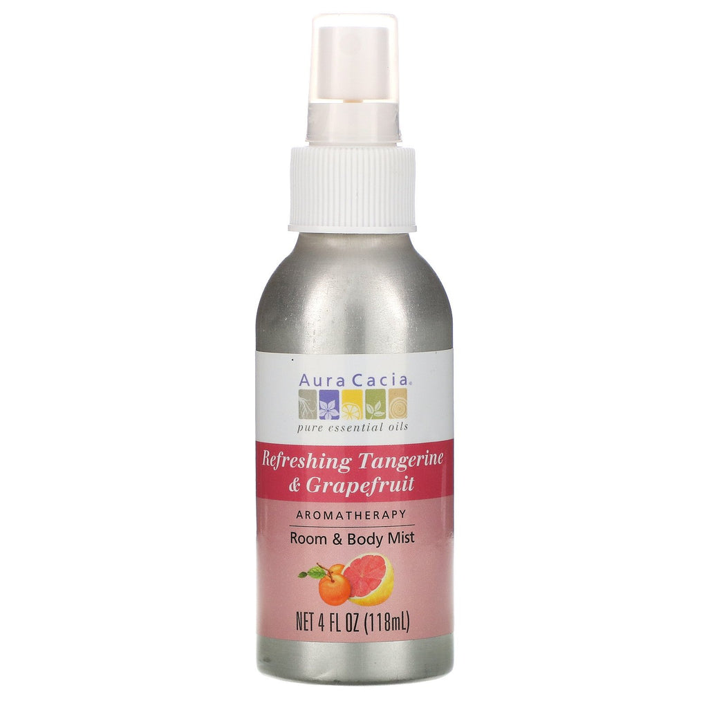 Aura Cacia, Aromatherapy Room & Body Mist, Refreshing Tangerine & Grapefruit, 4 fl oz (118 ml)