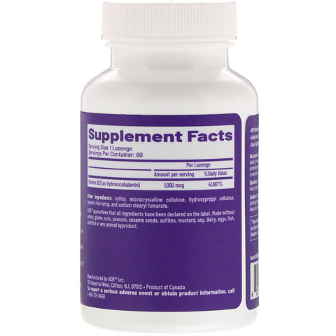 Advanced Orthomolecular Research AOR, Hydroxy B12, 1 mg, 60 sugetabletter
