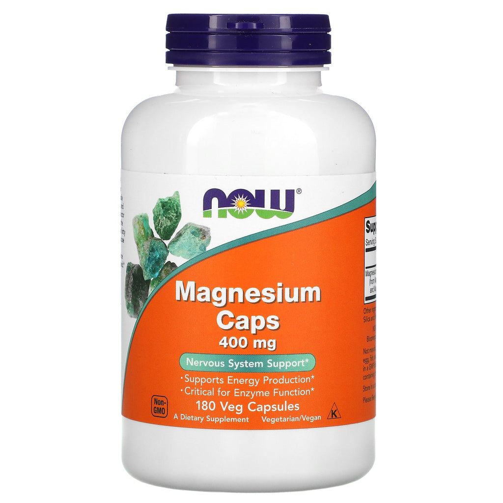 Now Foods, Magnesium Caps, 400 mg, 180 Veg Capsules