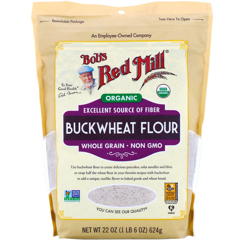 Bob&#39;s Red Mill, Organic Buckwheat Flour, Whole Grain, 22 oz (624 g)
