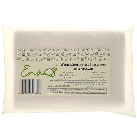 Earth&#39;s Natural Alternative, Compostable Tablecloth, White, 2 Pack