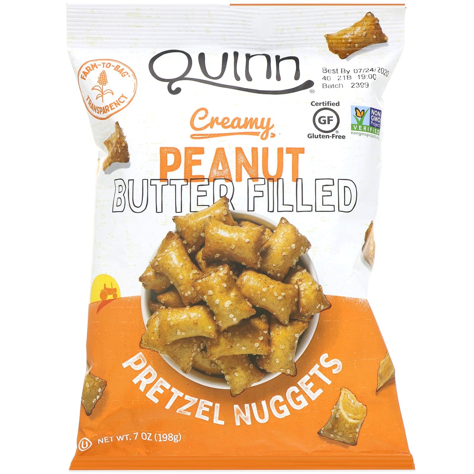 Quinn Popcorn, Pretzel Nuggets, Creamy Peanut Butter Filled,  7 oz (198 g)
