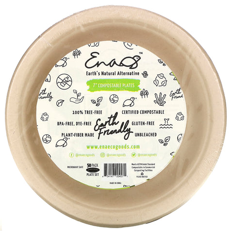 Earth&#39;s Natural Alternative, 7&quot; Compostable Plates, 50 Pack