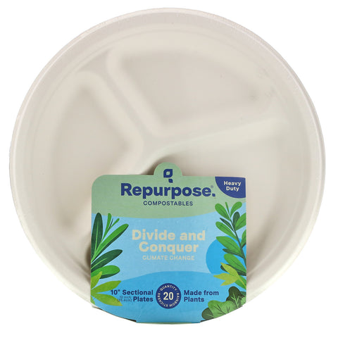 Repurpose, Heavy Duty, 10&quot; Sectional Plates, 20 Count