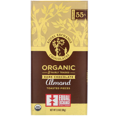 Equal Exchange, Organic Dark Chocolate, Almond Toasted Pieces  2.8 oz (80 g)