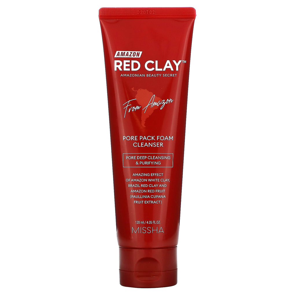 Missha, Amazon Red Clay, Pore Pack Foam Cleanser, 4.05 fl oz (120 ml)