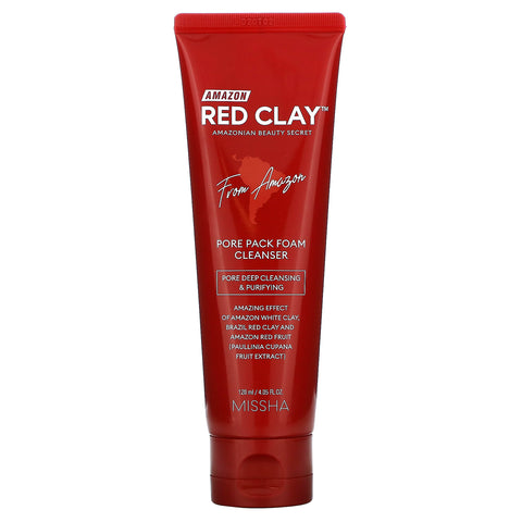 Missha, Amazon Red Clay, Pore Pack Foam Cleanser, 4.05 fl oz (120 ml)