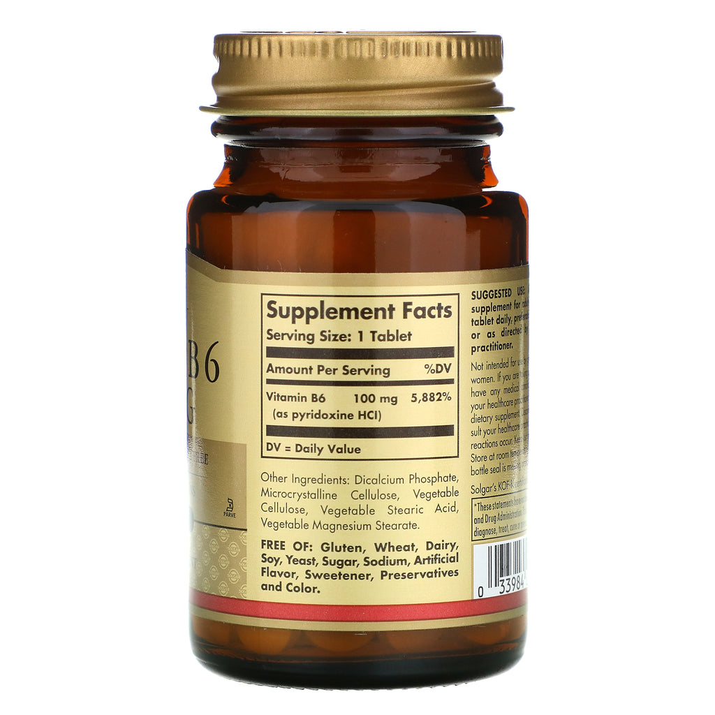 Solgar, Vitamin B6, 100 mg, 100 Tablets