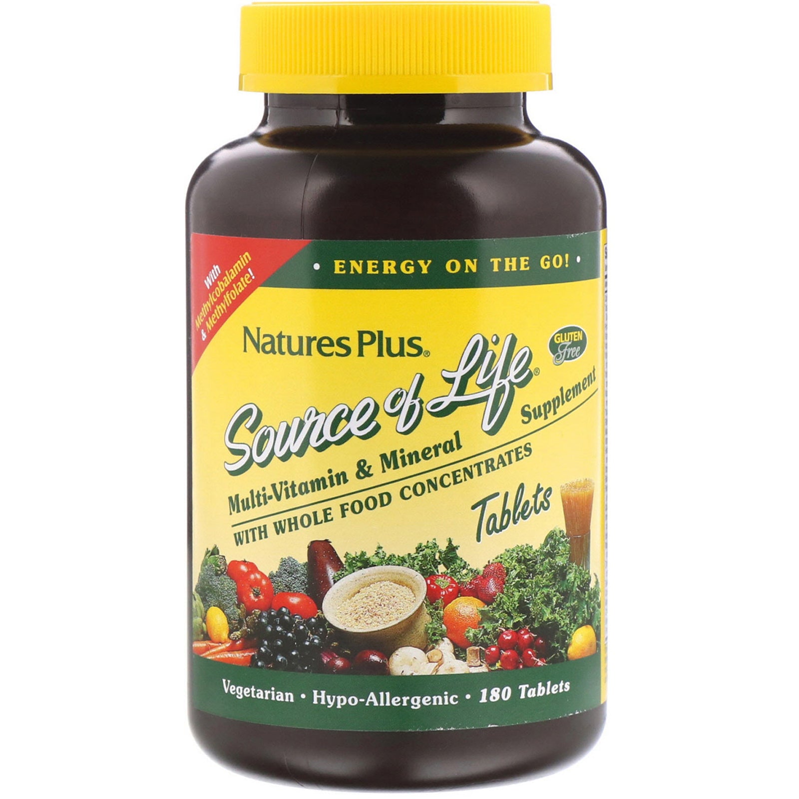 Nature's Plus, Source of Life, Multi-Vitamin & Mineral Supplement with Whole Food Concentrates, 180 Tablets