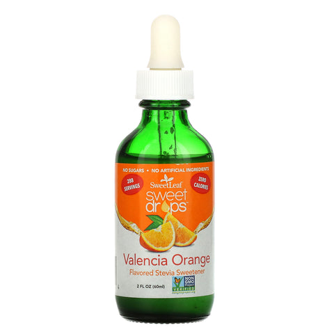 Wisdom Natural, SweetLeaf, Sweet Drops Stevia Sweetener, Valencia Orange, 2 fl oz (60 ml)