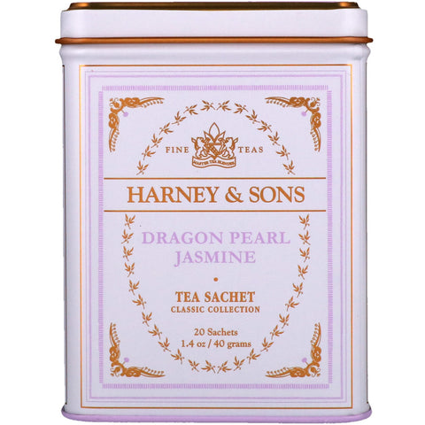 Harney & Sons, Fine Teas, Dragon Pearl Jasmine, 20 Tea Sachets, 1.4 oz (40 g)