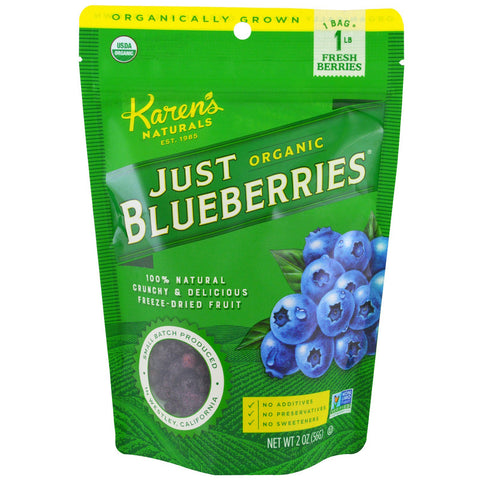 Karen's Naturals, Organic Just Blueberries, Freeze-Dried Fruit, 2 oz (56 g)