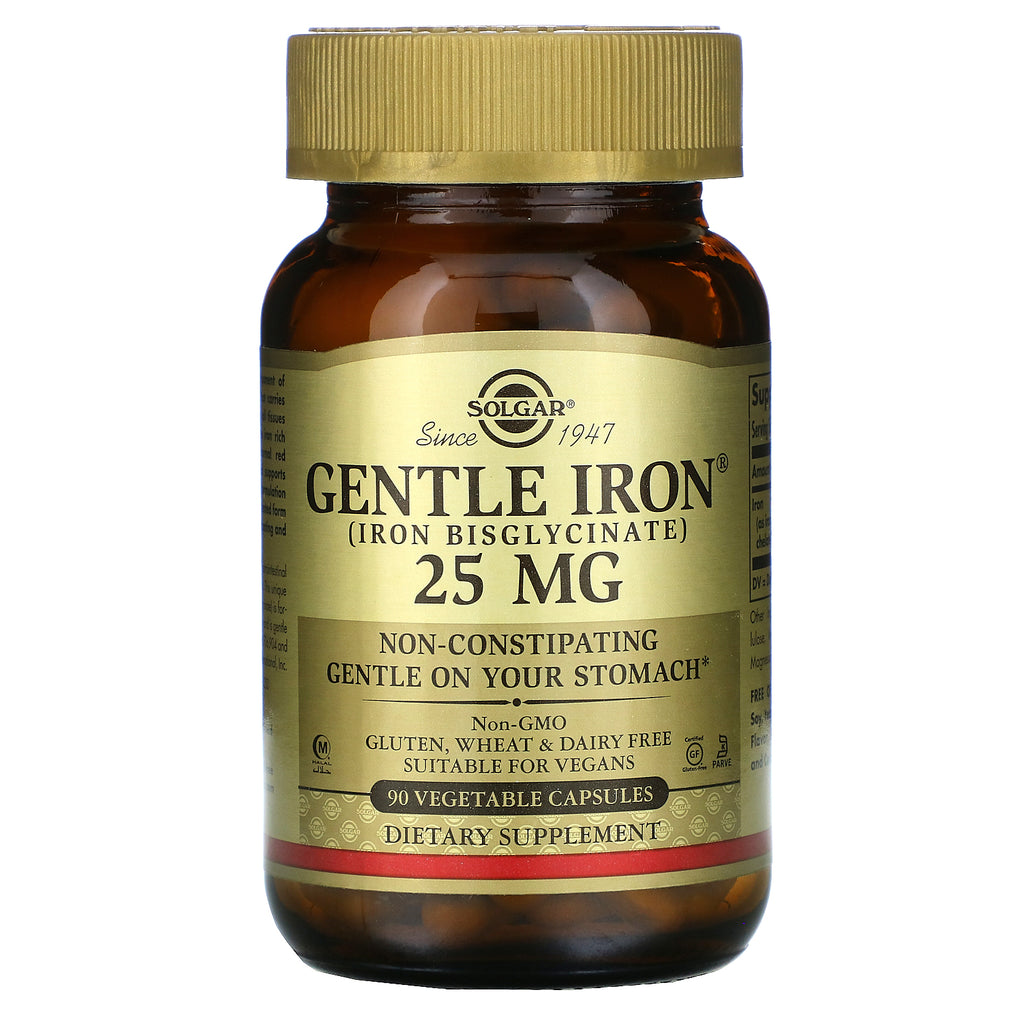 Solgar, Gentle Iron, 25 mg, 90 Vegetable Capsules