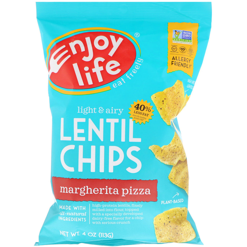 Enjoy Life Foods, Light & Airy Lentil Chips, Margherita Pizza Flavor, 4 oz (113 g)