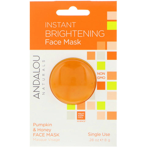 Andalou Naturals, Instant Brightening Beauty Face Mask, Pumpkin and Honey, .28 oz (8 g)