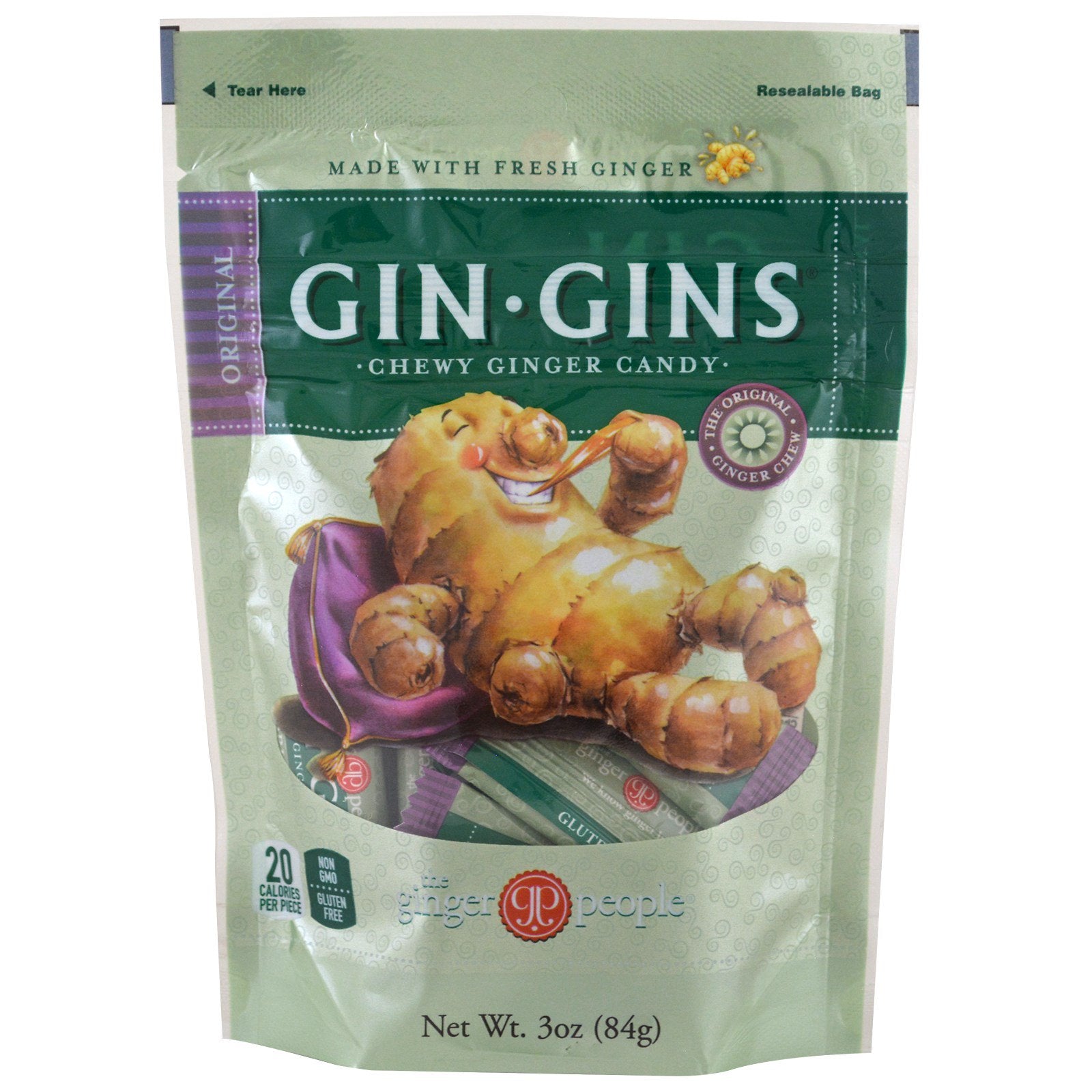 The Ginger People, Gin·Gins, Chewy Ginger Candy, Original, 3 oz (84 g)