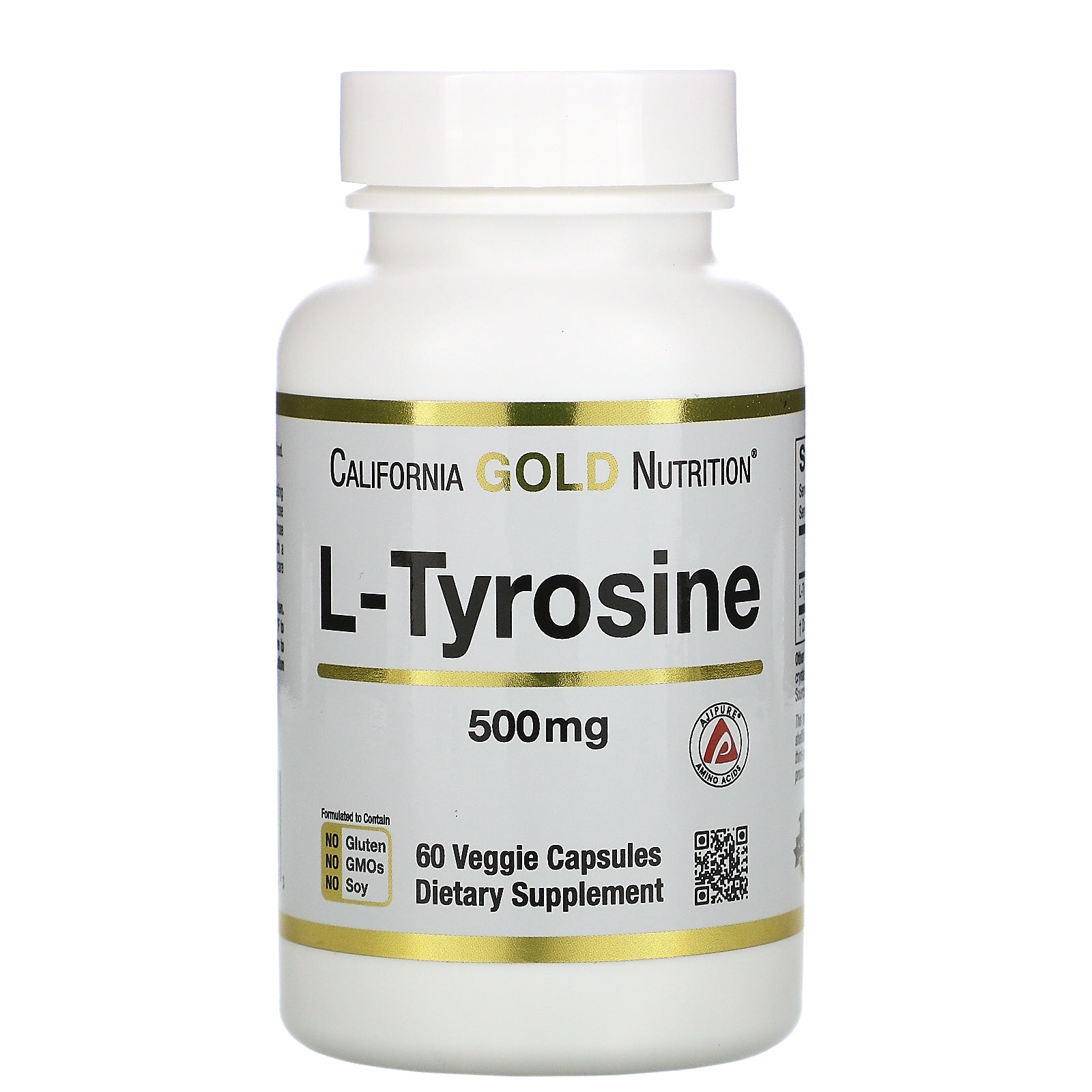 California Gold Nutrition, L-Tyrosine, AjiPure, 500 mg, 60 Veggie Capsules