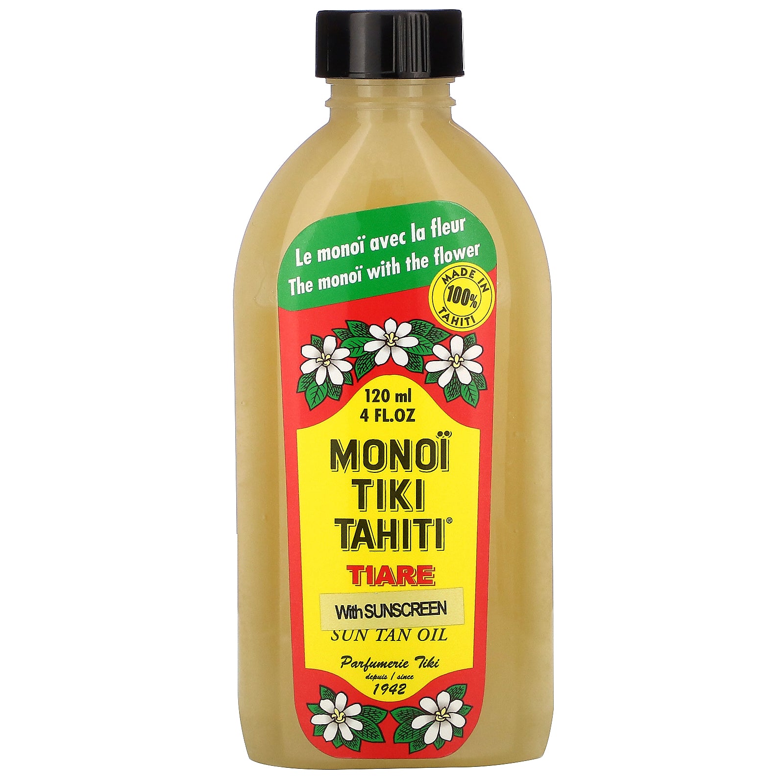 Monoi Tiare Tahiti, Sun Tan Oil With Sunscreen, SPF 3, 4 fl oz (120 ml)