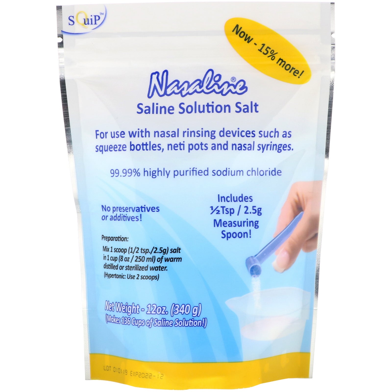 Squip, Saline Solution Salt, 12 oz (340 g)