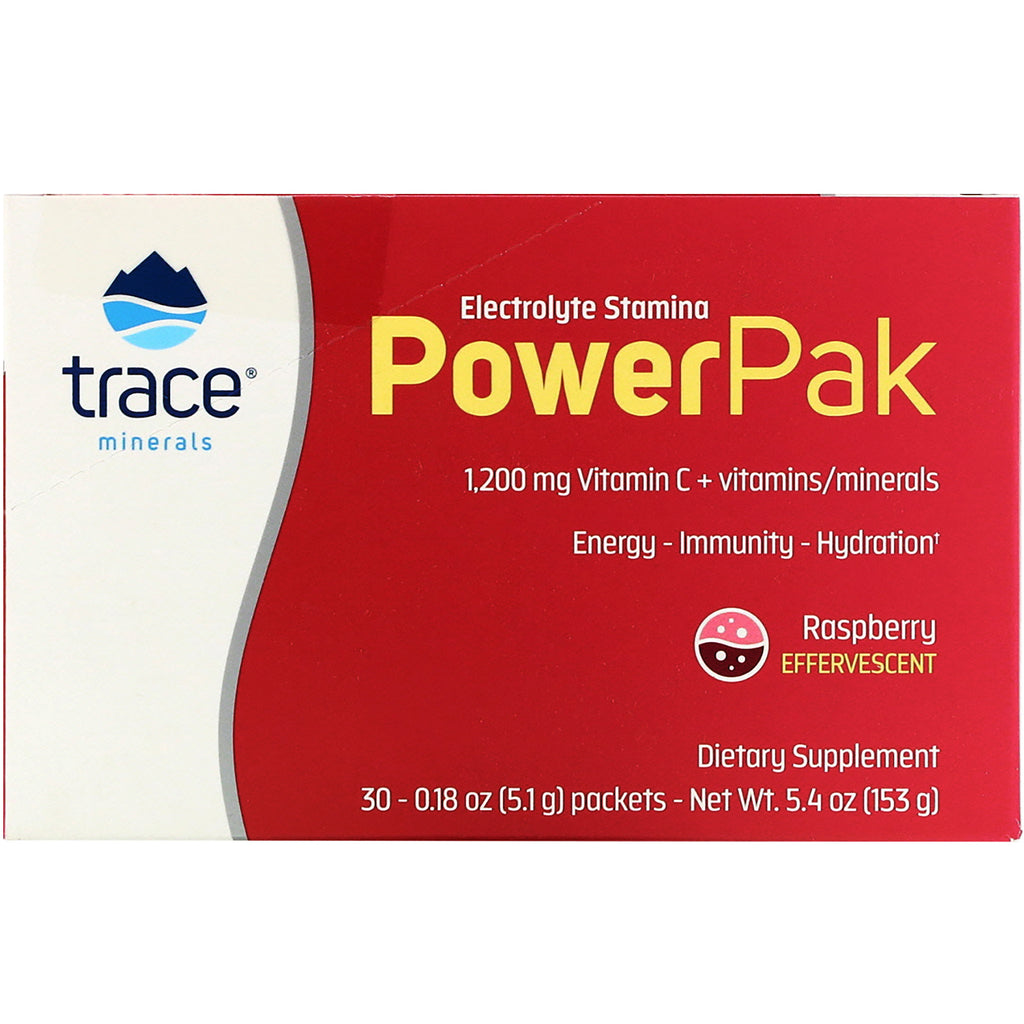 Trace Minerals Research, Electrolyte Stamina PowerPak, Raspberry, 30 Packets, 0.18 oz (5.1 g) Each