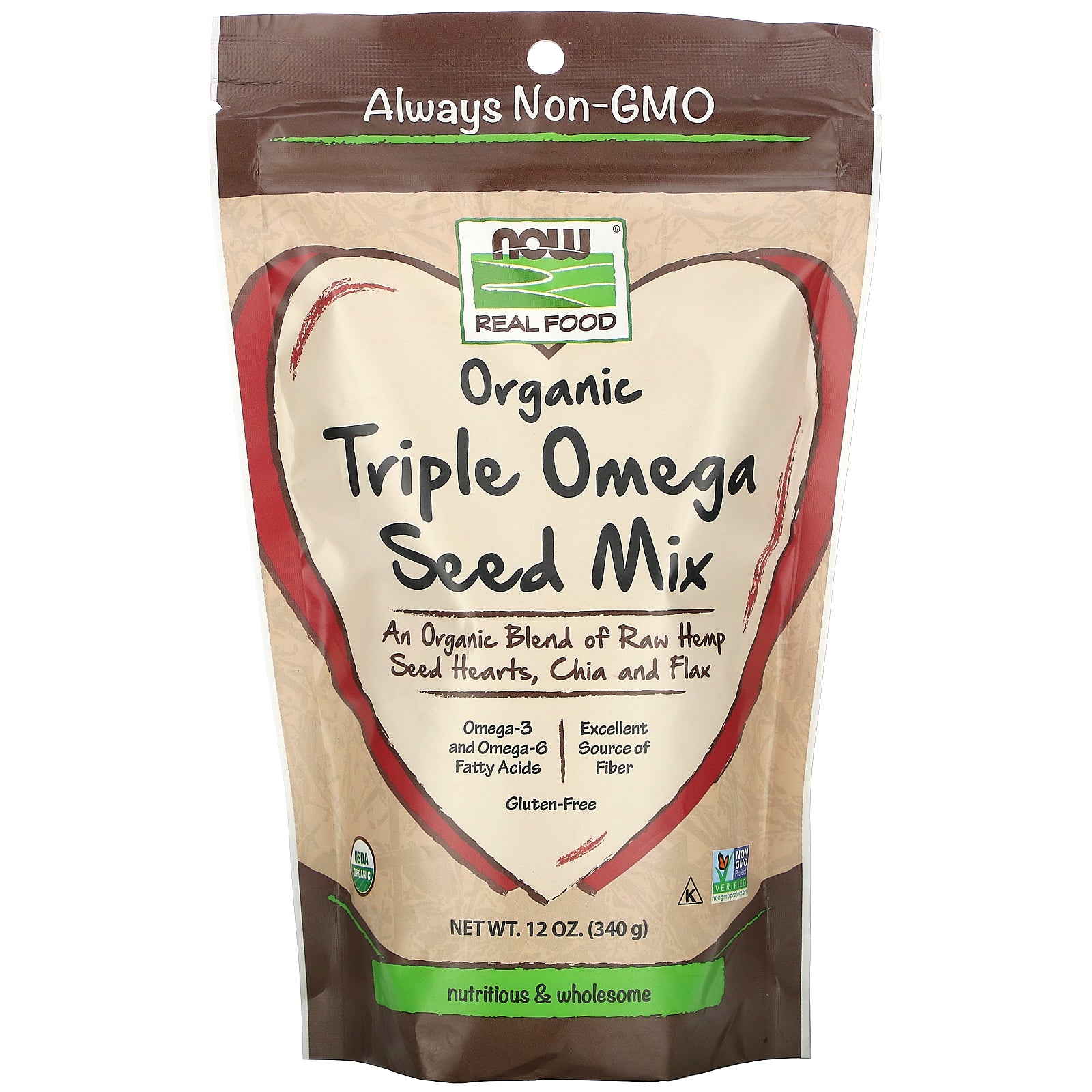 Now Foods, Real Food, Organic Triple Omega Seed Mix, 12 oz (340 g)